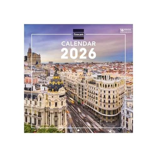 Limitiertes Angebot: Finocam - Wandkalender 2026 30 x 30 cm Monatsansicht Januar–Dezember 2026 + Sept.–Dez. 2025 (4 Monate) reduziert | Kalender 2026 | Bilder Madrid - International von 10.90 EUR auf 9.27 EUR (Spare 15%)