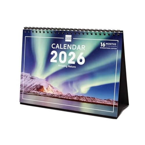 Finocam - Desktop Calendar 2026 Month to View January - December 2026 + Sep.-Dec. 2025 (4 months) reduced | Calendar 2026 | Images Nature - International