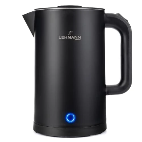 Beperkte aanbieding: LEHMANN Elektrische Waterkoker - 1,7L – 2200W – Snel Koken – Dubbelwandig Design – 360° Draaibare Basis – Automatische Uitschakeling – BPA-vrij – voor Babyvoeding, Thee, Koffie - Zwart van 39.99 EUR naar 27.99 EUR (besparing 30%)