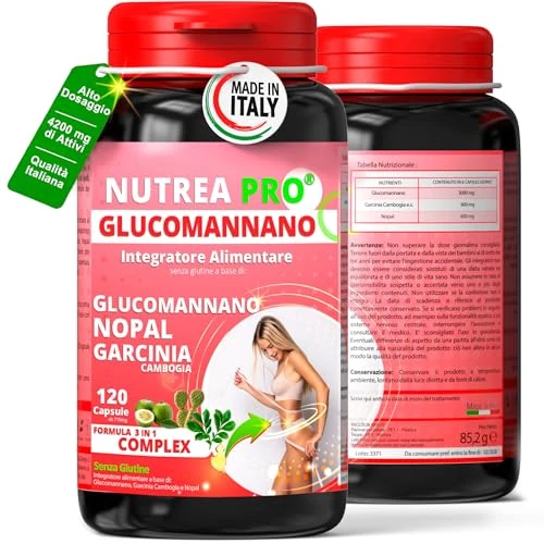Offerta a tempo: Glucomannano forte dimagrante 4200mg di attivi. Formula Inibitore della fame/brucia grassi potenti veloci con Garcinia Cambogia. NUTREA PRO® dimagrante forte veloce donna, Integratori per dimagrire - 11% da 18.99 € a 16.97 €