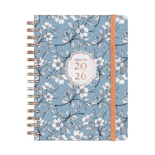 Finocam - Spiral Agenda 2026 1 Day Page | January - December (12 months) | 2026 Yearly Agenda with Elastic Band | Hard Cover You - Cotton - English