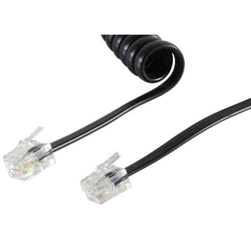 Oferta limitada: 1aTTack.de 1 x 4 m - Cable telefónico RJ10 (también llamado RJ9, RJ22) - Cable espiral para teléfono - Conector de teléfono RJ10 - Cable de teléfono fijo - Cable de teléfono - Negro de 6.47 € a 6.47 € (ahorro 0.00%)