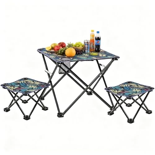 Offre limitee: SNZ Table Camping Pliante avec 2 Tabourets, Petite Table avec Porte-Gobelet, légère Portable avec Sac de Transport, Tables de Camping Pliantes pour en Plein air, Pique-Nique, Plage, Randonnée de 15.00 EUR a 14.10 EUR (economie 6%)