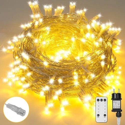 Offerta a tempo: Sylvwin Catena Luminosa per Albero di Natale,30M,300 LED,Luci Albero di Natale per Esterni,Funzione di Memoria,8 Modalità,Luci Natalizie per Casa,Giardino,Decorazione Natalizia - 40% da 22.99 € a 13.90 €