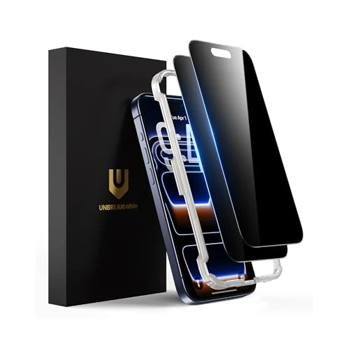 Tijdelijke aanbieding: UNBREAKcable Privacy Screen Protector voor iPhone 17 Pro, Onbreekbaar Gehard Glas [True 28° Anti Spy] [9H Hardheid] [Eenvoudig Installatie Frame] Privé Protector voor iPhone 6,3 inch-2 Pack van 18.99 EUR naar 18.99 EUR (korting 0%)