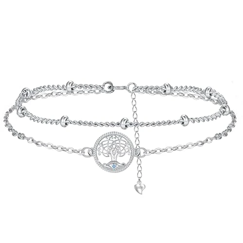 BerriBling Bransoletka damska, srebro wysokiej próby 925, z drzewem życia, celtycka, energia złego oka, kreatywna biżuteria dla kobiet, możliwość regulacji (16 + 4 cm)
