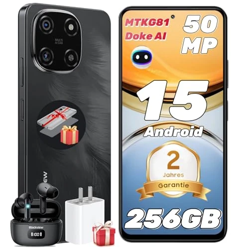 Blackview Color 6 KI Android 15 telefon komórkowy 24 GB + 256 GB /2 TBTF, 50 MP Super PD, 2,0 GHz MTK G81 Octa Core, smartfon 6,67" bez umowy, 5000 mAh/18 W, telefony komórkowe Dual SIM/czytnik linii