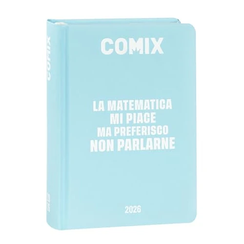 COMIX - Diario Giornaliero 16 Mesi, Diario Scuola 2025-2026, con Copertina Rigida, Ideale per la Scuola Media e Superiore, 13x17.8h cm, Azzurro