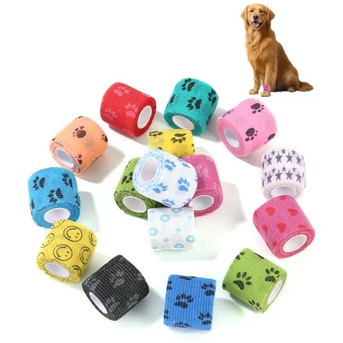 Offerta a tempo: Zaxiva 16PCS Pet Bendaggio Coesivo Benda Elastica Autoadesiva per Animal,Colore Benda Elastica,Caviglia Animali Domestici/Atleta/Ferito,Non Tessuto Bendaggio Fasciatura,Coesive Bendaggio Elastico Mani - 5% da 12.99 € a 12.34 €