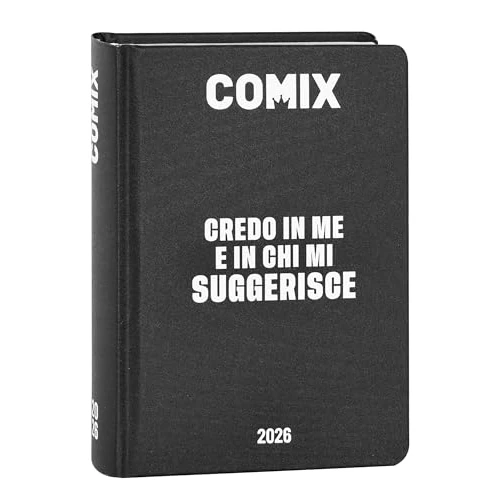 Comix - Journal Mignon Plus Quotidien 16 mois, agenda scolaire 2026-2026, avec couverture rigide, idéal pour l'école moyenne et supérieure, 9 x 12,5 cm, blanc/noir