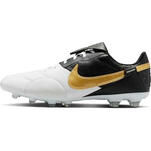 Nike Męskie buty piłkarskie Premier 3 FG Low-Top, biały, metaliczny, złoty, czarny, 46 EU