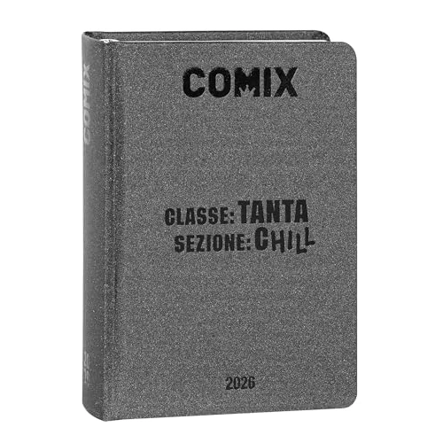 COMIX - 16 Month Mini Daily Diary, School Diary 2025-2026, with Hardcover, Ideal for Middle and High School, 11 x 15.3h cm, Charcoal