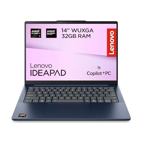 Lenovo IdeaPad Slim 5 Copilot+ PC 14 Zoll (35,6 cm), AMD Ryzen AI 7 350, 32 GB RAM, 1TB SSD, integrierte AMD Grafik, Notebook Display 14 Zoll WUXGA (1920 x 1200) IPS, Windows 11 Home - Cosmic Blue