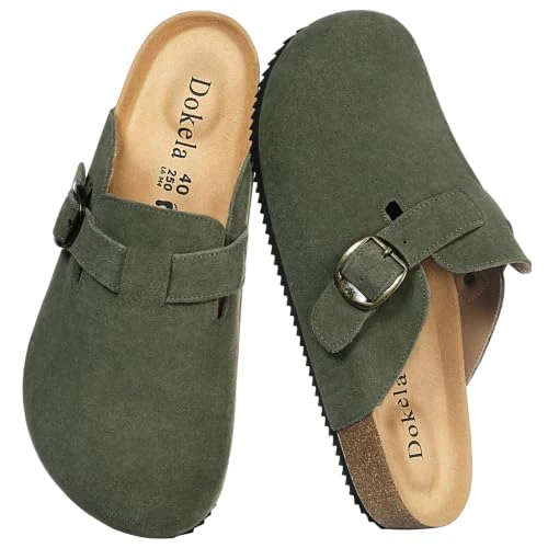 Oferta limitada: Zuecos y Mules Hombre Mujer Zapatillas Casa Cómodas Pantuflas de Piel | Plantilla de Corcho Zapatos, Antideslizante, Cerrados de 59.99 € a 40.72 € (ahorro 32%)