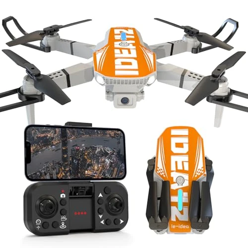 Offerta a tempo: LE-IDEA Pieghevole Drone con Telecamera 1080P per Adulti, IDEA12 Mini Drone con Doppia Telecamera, Posizionamento Flusso Ottico, Modalità Senza Testa, RC Quadcopter per Principianti Adulti (Arancione) - 0% da 32.78 € a 32.78 €