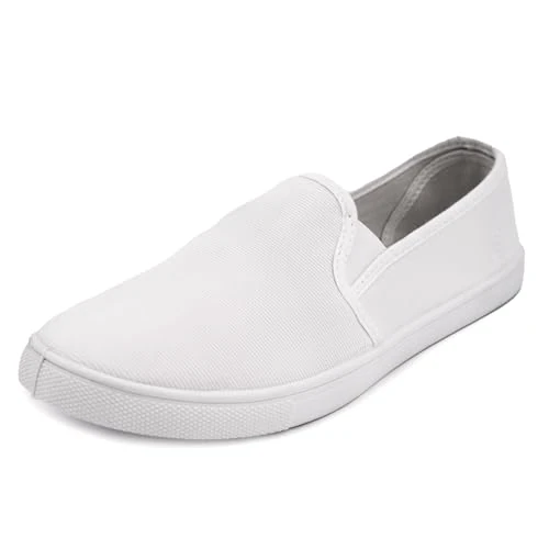JOMIX Zapatillas Mujer sin Cordones Verano Slipper Casual Slip-On Sneakers Flat Loafers Transpirables PVC WSS250586, Blanco, 37 EU