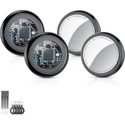Limited-time offer: Air Tracker Tag Bluetooth Item Finder-4 Pack, Compatible with Apple Find My APP (iOS Only), 100dB Beep, Smart Tag Replaceable Battery, air tag and Locator for Keys/Luggage/Bags/Wallets etc., Black from 14.99 GBP to 14.99 GBP (save 0%)