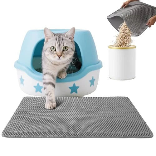 BUCOMTU Alfombra Arenero Gato, 75 x 55cm Doble Capa Alfombrilla Arenero Gato, Estera de Arena para Gatos, Alfombra para Gatos Impermeable, Fácil de Limpiar, Tapete Areia Gatito- Recoger la Arena
