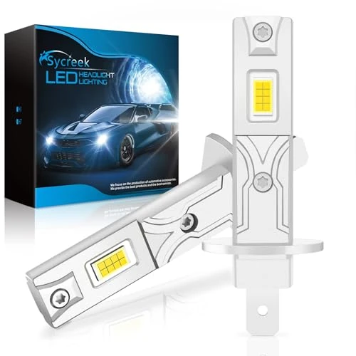 Offerta a tempo: Sycreek Lampadine H1 LED,30000LM 6500K Bianco Freddo 12V Led H1 Lampade Faro per Auto e Moto 600% Luminosità 1:1 Mini Plug-n-Play - 19% da 29.99 € a 24.32 €