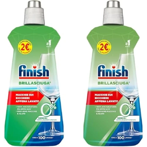 Offerta a tempo: Finish Brillantante Lavastoviglie, 1 Brillantante 0% 500 ml, Additivo per lavastoviglie per stoviglie asciutte e brillanti (Confezione da 2) - 24% da 9.98 € a 7.58 €