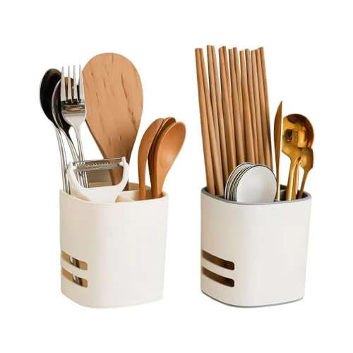 Pojemnik na sztućce, ociekacz do zlewu, 3 przegródki z ociekaczem, uchwyt na sztućce do kuchni i łazienki, plastikowe pudełko do przechowywania zastawy stołowej, pojemnik odpływowy do czyszczenia