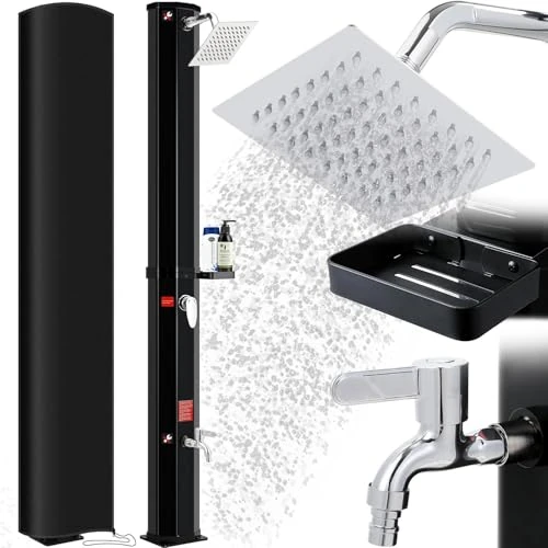 Offre limitée : Douche Solaire 40L, Douche de Jardin Solaire, avec Pommeau de Douche, Robinet et Housse de Protection, Température de l'eau Réglable Jusqu'à 60°, sans Raccordement Électrique, pour Piscine Plage de 139.99 € à 139.99 € (0.00% de remise)