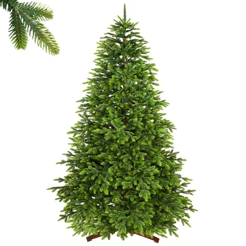 SHareconn Sapin de Noël Artificiel 100% PE 195 cm - 4066 Pointes, Branches Denses et Réalistes, Arbre Noel Artificiel avec Support en Bois, Montage Rapide,Réutilisable