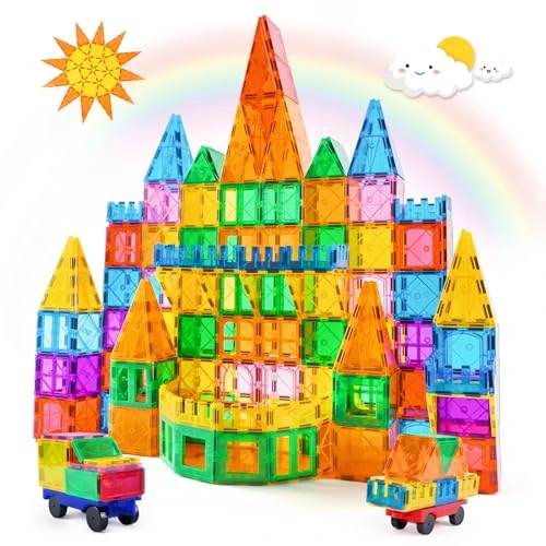 Oferta limitada: Katiago Construcciones Magneticas Niños, 100 Piezas Fuertes Bloques Magneticos Construccion para Niños de 3 4 5 6 años, Juego Imanes Niños con 2 Coches de 43.99 € a 39.99 € (ahorro 9%)