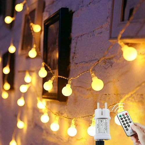 Offerta a tempo: Augone Catena luminosa a sfera [120 LED], 12M 8 modalità e funzione Merk, catene luminose da esterno/interno con spina, decorazione ideale per feste, stanza dei bambini, illuminazione natalizia. - 20% da 19.99 € a 15.99 €