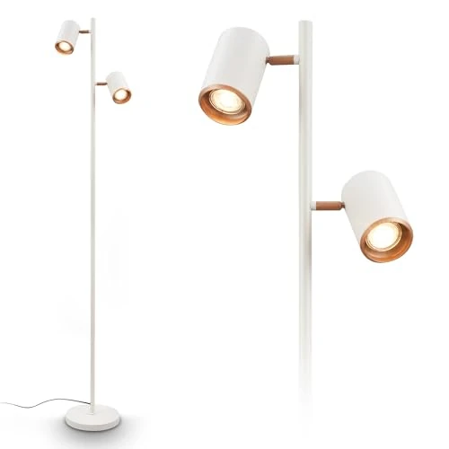 Oferta limitada: BRILONER - Lampara de pie con cable e interruptor, focos orientables, 2x casquillo GU10, lamparas de pie salon, lampara pie, pantalla lampara pie, 22x159,5 cm, gris claro café de 99.95 € a 99.95 € (ahorro 0.00%)