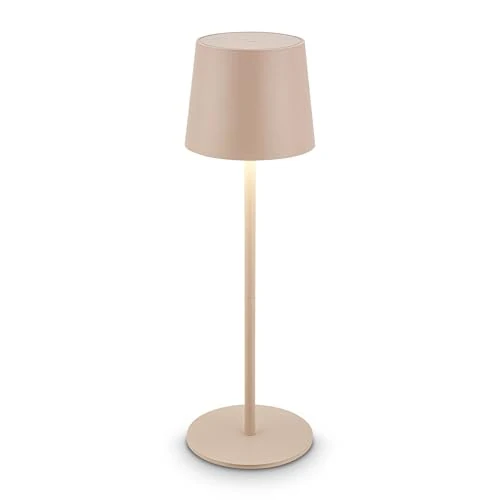 BRILONER - Rechargeable LED Table Lamp, Reading Light, Touch Control, Dimmable, Replaceable Battery & LED Board, Outdoor Camping Lights, Bedside Lamps, Cordless, Garden Light, 11x33cm, Beige