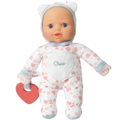 Chicco Mi Primera muñeca, con corazón Blando Massajegador para la dentición, Lavable en Lavadora, para recién Nacidos, Blanda para bebés, para la Primera Infancia, Juguete 0 Meses +