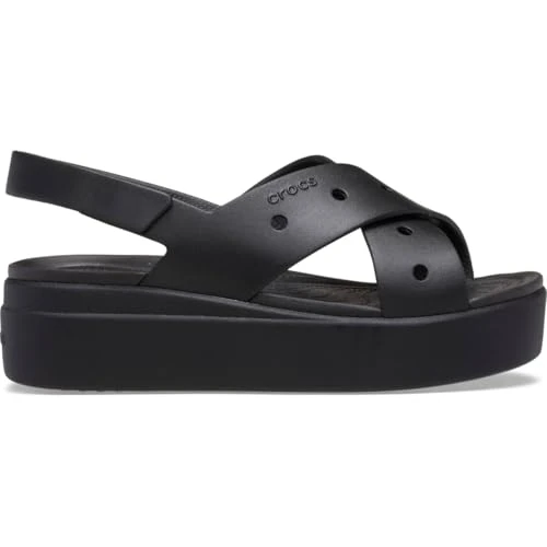 Oferta limitada: Crocs Brooklyn 4U - Sandalias de cuña con correa cruzada para mujer, color negro, talla 6, Black, 38/39 EU de 59.99 € a 34.51 € (ahorro 42%)