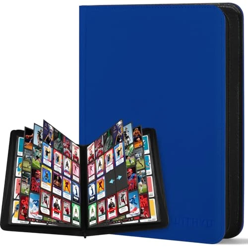 Offerta a tempo: WITHYU Album da Collezione per Carte 16 Tasche, Capacità 1024 Carte - Portacarte Impermeabile Caricamento Laterale con Zip per TCG, Calcio & Collezioni, Portatile (Blu Scuro) - 19% da 39.99 € a 32.29 €