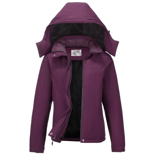 Oferta limitada: OutPro Chaqueta de esquí para mujer, abrigo de nieve, cálido, forro polar, impermeable, para mujer, morado, XXL de 88.99 € a 88.99 € (ahorro 0.00%)