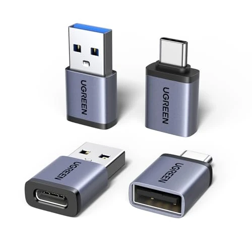 Begrenztes Angebot: UGREEN USB C Adapter 10Gbps 4 Stück, USB auf Typ C 3.2 Adapter (2 Pack) & Typ C auf A Stecker (2 Pack), USB Adapter Kompatibel mit iPhone 17 Galaxy Laptop MacBook Pro Airpods iPad PC Hub usw. von 12.97 EUR auf 9.99 EUR (Rabatt 23%)