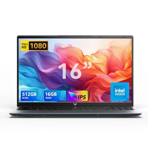 ACEMAGIC Laptop komputer 16 cali – czterordzeniowy Alder Lake N-97 procesor do 3,6 GHz (Beat N5095), notebook, 16 GB RAM DDR4 512 GB SSD, laptopy z wyświetlaczem FHD, 2.4G/5G WiFi, BT5.0, HDMI