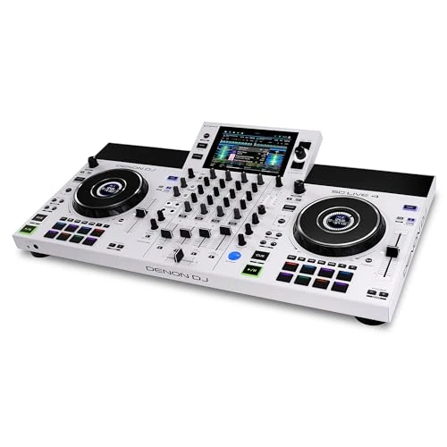 Denon DJ SC LIVE 4 WHITE Controleur DJ autonome avec Stems sur 4 Platines, Wi-Fi, Haut-Parleurs intégrés, compatible Serato DJ et Virtual DJ
