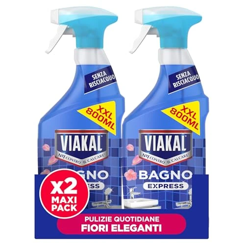 Offerta a tempo: Viakal Spray Classico Con Tecnologia Anti-goccia, Il Numero Uno Per Il Tuo Bagno Contro Il Calcare E Le Macchie D'Acqua 800ml (Confezione da 2) - 11% da 8.98 € a 7.99 €