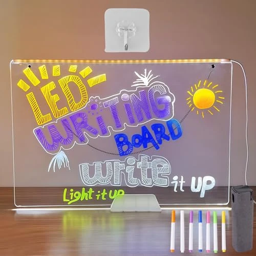 Offerta a tempo: GOEDCH Lampada LED DIY Creativa: Luce Notturna Cancellabile DIY con 7 Penna Cancellabile, Base per Striscia Luminosa LED Sospesa Adatta Ai Graffiti, Tavolo da Disegno Luminoso con Gancio e Catena - 40% da 14.99 € a 8.99 €