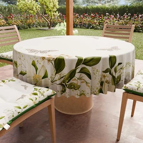 Offerta a tempo: PETTI Artigiani Italiani - Tovaglia Antimacchia Rotonda Microfibra (Diametro Ø 200 cm), Copritavolo Cucina Per Tavola Tonda, Disegno Floral, 100% Made in Italy - 41% da 44.90 € a 26.51 €