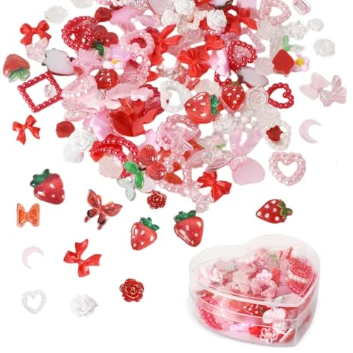 Limitiertes Angebot: Luxvara 1 Karton Nail Charms,Mischen Nagel Schmuck Set,Rote Erdbeere, Blumen, Sterne, Strass Nail Art Dekoration,3D-Nagelanhänger,Für Frauen und Mädchen Nagel-DIY-Zubehör von 8.99 EUR auf 8.99 EUR (Spare 0%)