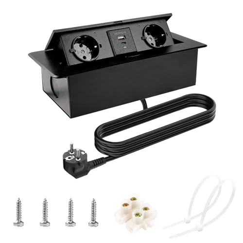 Offerta a tempo: BuyWeek Presa a Scomparsa 2 Scomparti Euro Presa a Scomparsa Top Cucina con Connettori USB e TYPE-C 18W a Ricarica Rapida Multipresa da Incasso per Piano di lavoro/Cucina/Ufficio - 0.00% da 46.99 € a 46.99 €