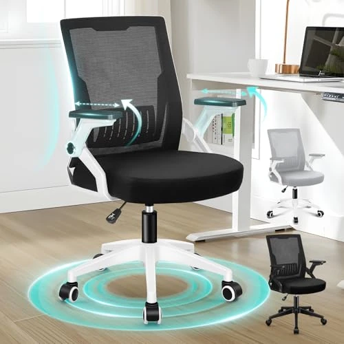 Tijdelijke aanbieding: ALFORDSON Bureaustoel met hoge rugleuning van mesh en ergonomische, verstelbare en comfortabele opklapbare armleuningen, voor thuis of op kantoor, Conrad, zwart-wit van 59.99 € naar 59.99 € (0.00% korting)