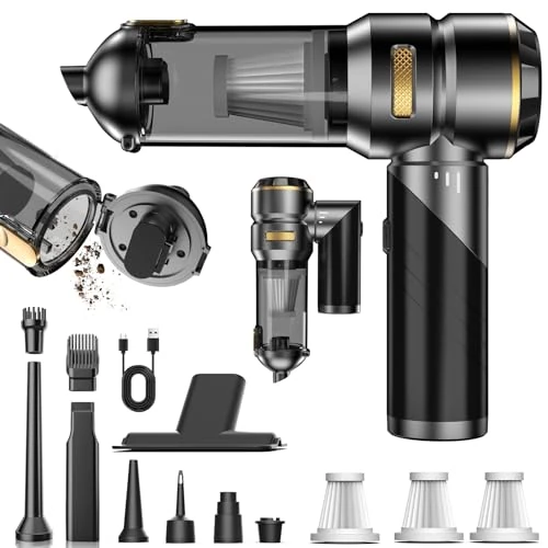 Tijdelijke aanbieding: Handstofzuiger, accu, draadloos, 21000 Pa autostofzuiger met borstelloze motor, 3 standen, mini-stofzuiger, sterk met borstel, voor kantoor, thuis, keuken, dierenharen van 40.09 EUR naar 40.09 EUR (korting 0%)