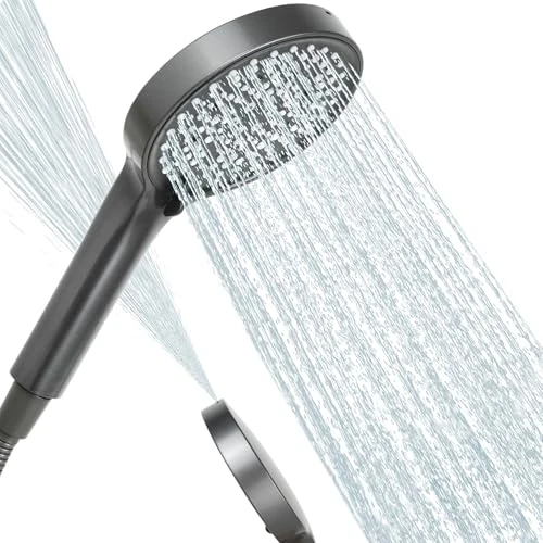 AIXMEET Shower Head,High Pressure Shower Head with 6 Spray Modes, Universal Handheld Shower Heads for Low Water Pressure, Water Saving Bathing for Adults Children Pets Home and Gym Use(Grey)