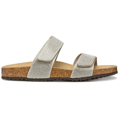 Offerta a tempo: Geox Sandalo piatto da donna D BRIONIA R D, argento, 40 EU - 40% da 89.90 € a 53.94 €