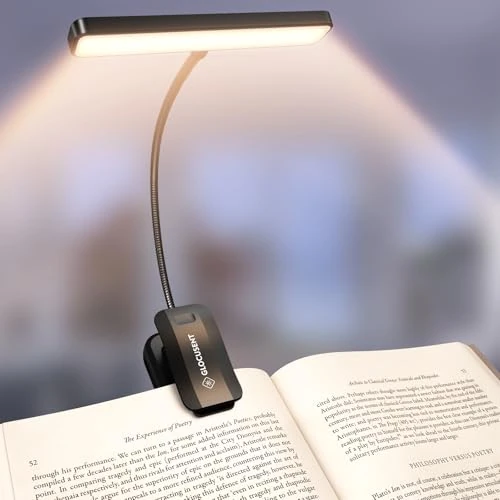 Glocusent 26 LED Reading Light, Book Light with 5 Colours & 5 Brightness Modes - Eye-Protecting, Stepless Dimming, Large Lamp Area, Long Lasting up to 90hr, 360° Flexible Perfect for Book Lovers