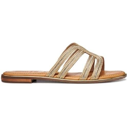 Tijdelijke aanbieding: Geox D Sozy Plus A Flat Sandalen voor dames, DK Gold, 38 EU van 63.74 € naar 63.74 € (0.0% korting)
