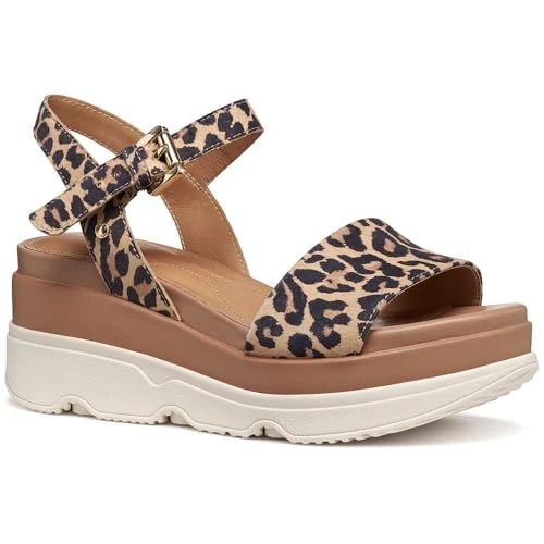 Oferta limitada: Geox Sandalia de cuña D Gardenia C para mujer, natural, talla 39 EU de 109.90 € a 102.32 € (ahorro 7%)